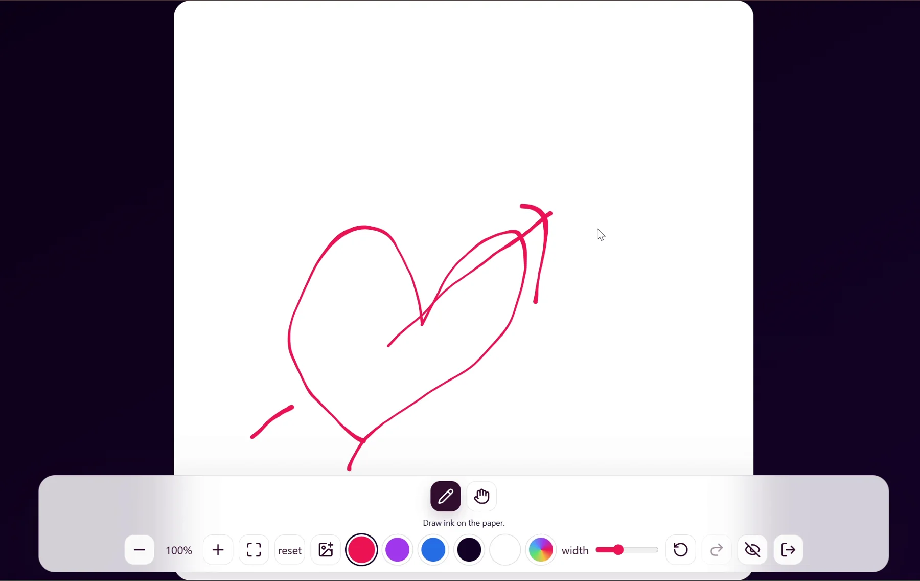 Close view of the ILY canvas and its large colour and stroke controls